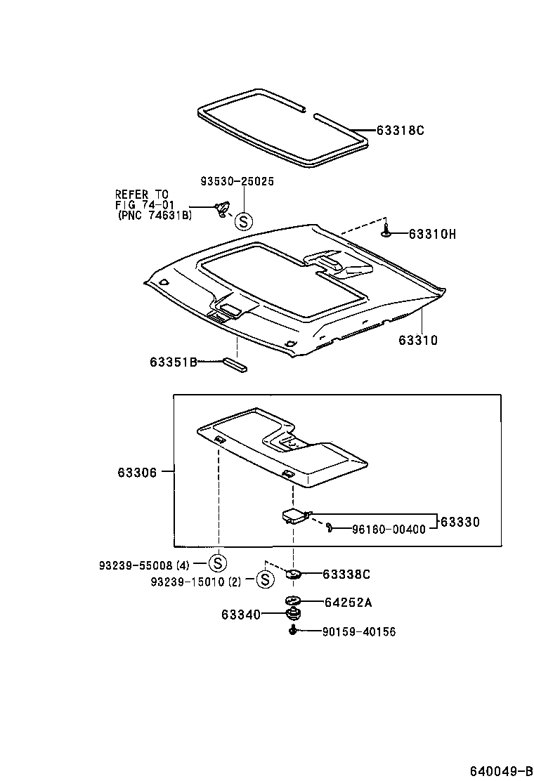 Toyota 63341-16030 PAD, ROOF SILENCER, NO.1