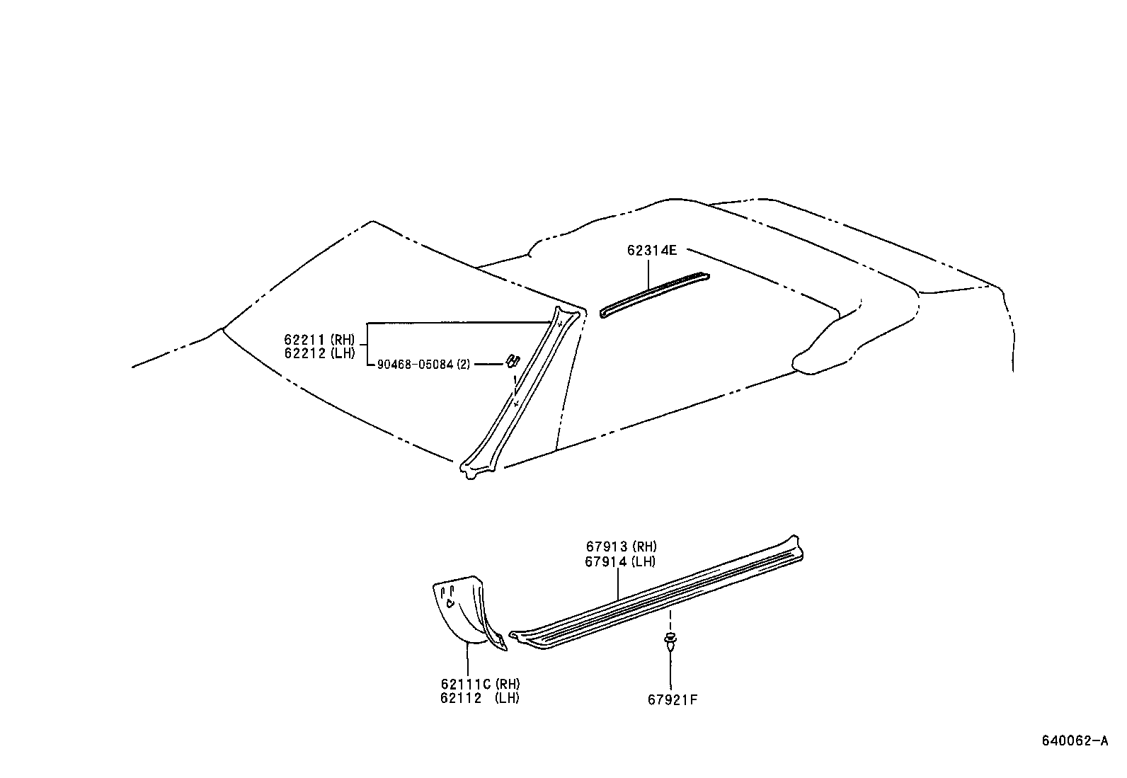 Toyota 62210-16040-B0 GARNISH, FRONT PILLAR, RH