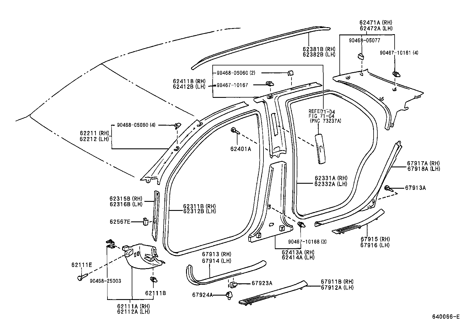 62332-33050 WEATHERSTRIP, REAR DOOR OPENING TRIM, LH product image