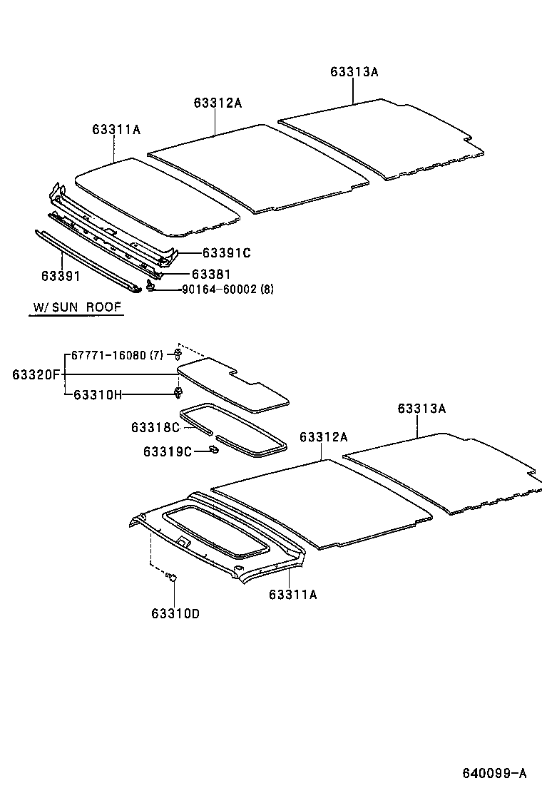 63364-95J02 SUPPORT, ROOF HEADLINING, NO.4 product image