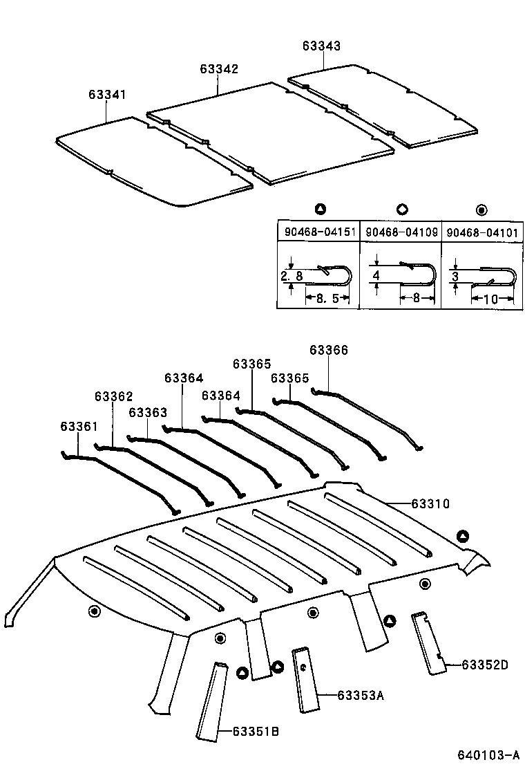 63361-0B080 SUPPORT, ROOF HEADLINING, NO.1 product image