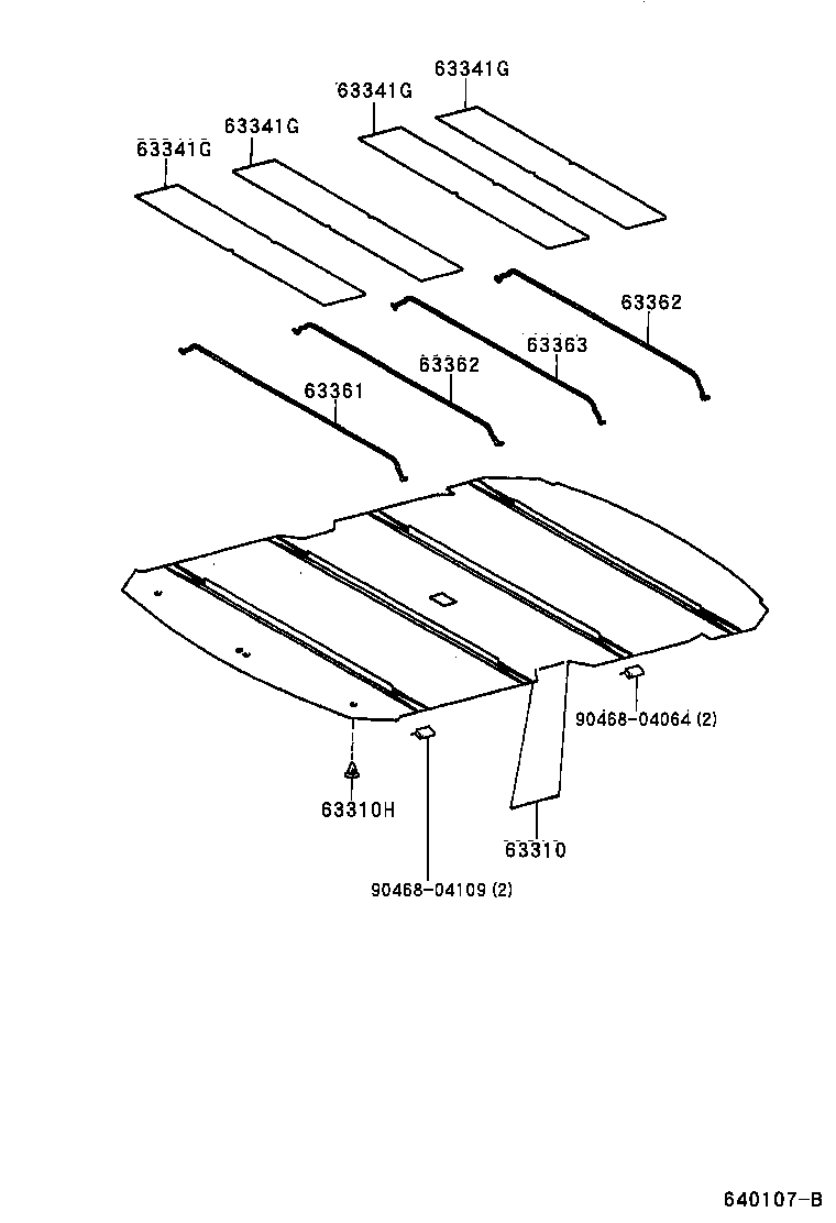 63363-0A010 SUPPORT, ROOF HEADLINING, NO.3 product image