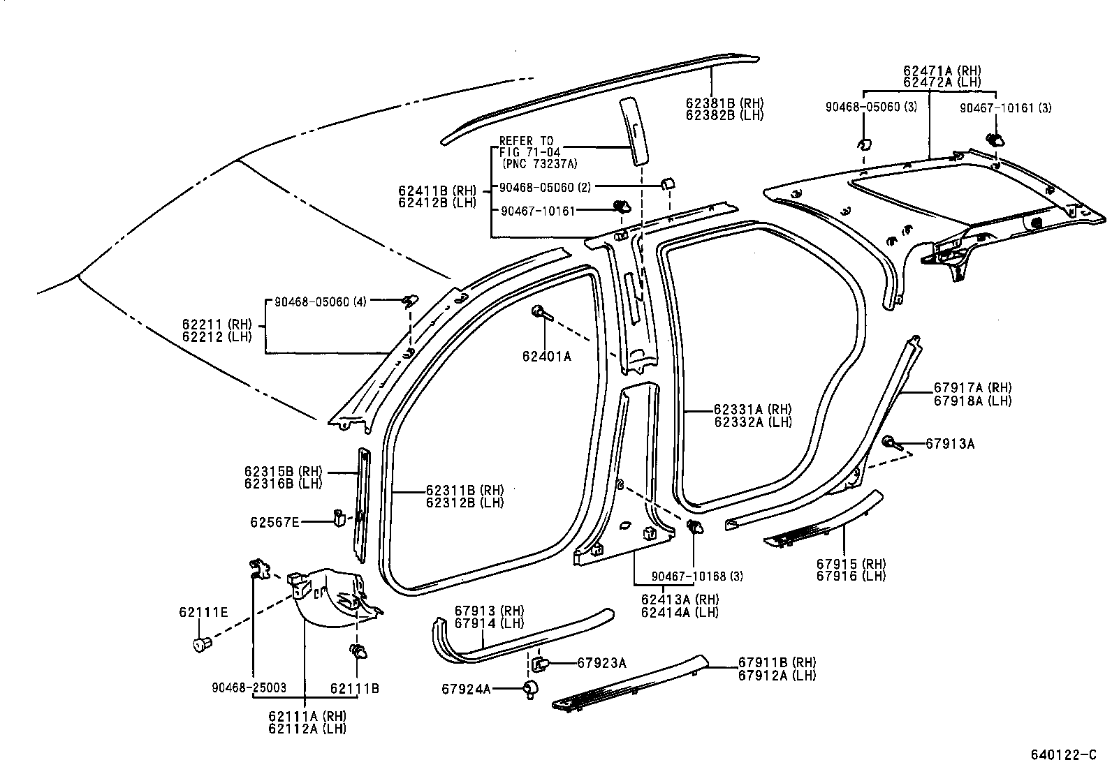 62332-33050 WEATHERSTRIP, REAR DOOR OPENING TRIM, LH product image
