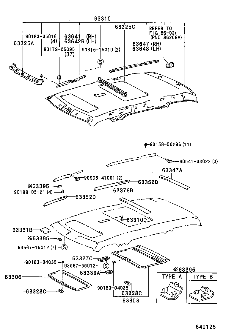 90467-11068-R4 CLIP, ROOF HEADLINING product image
