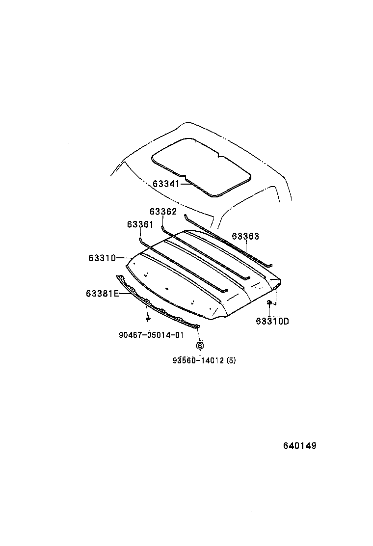 63363-35010 SUPPORT, ROOF HEADLINING, NO.3 product image