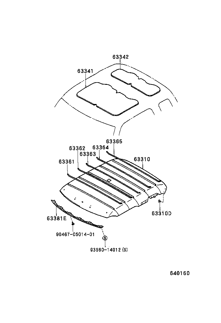 63363-35010 SUPPORT, ROOF HEADLINING, NO.3 product image