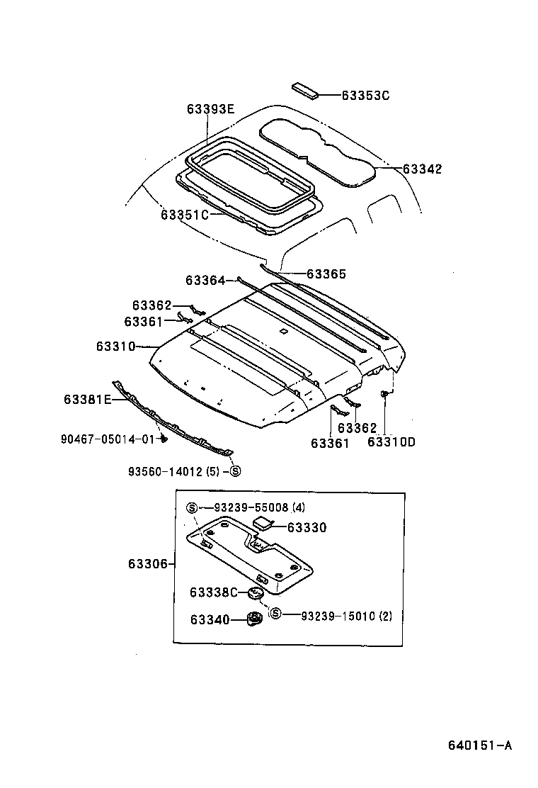 Toyota 63310-04040-B1 HEADLINING ASSY, ROOF