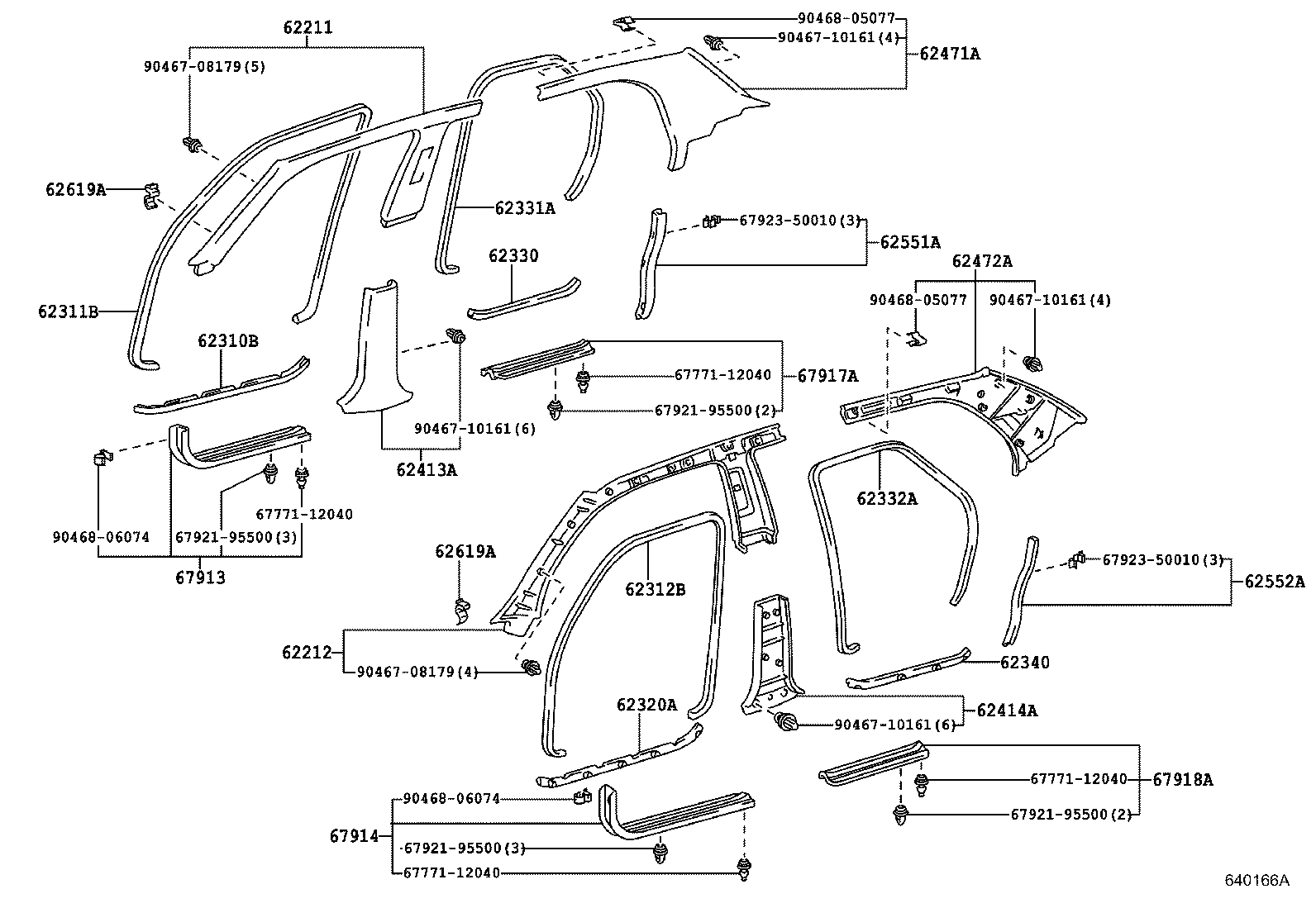 Toyota 62210-50070-B0 GARNISH, FRONT PILLAR, RH