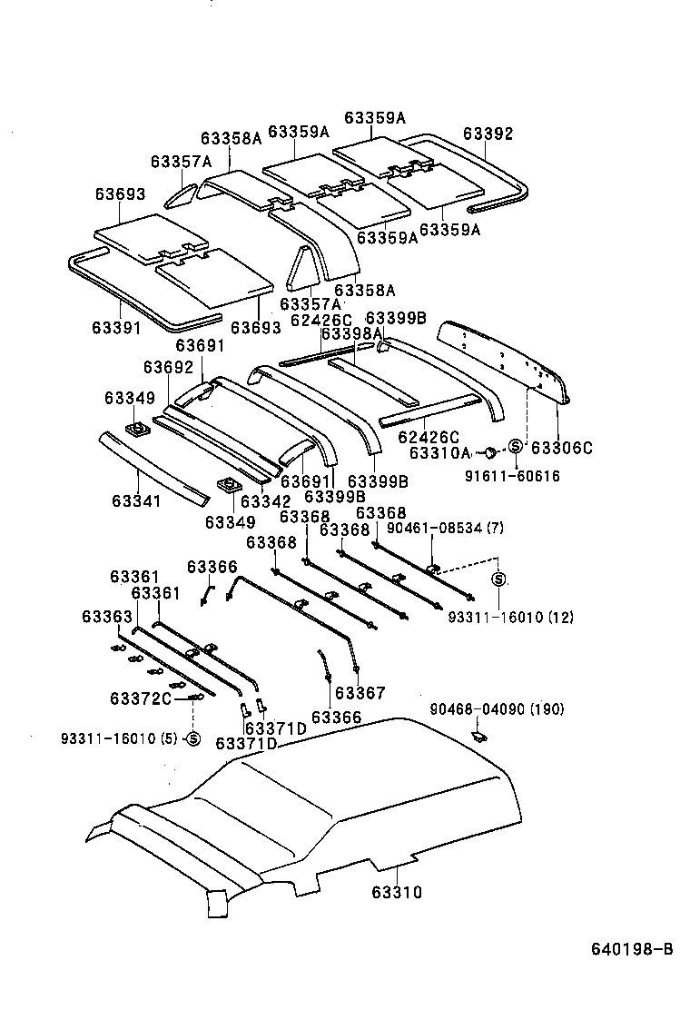 63361-65010 SUPPORT, ROOF HEADLINING, NO.1 product image