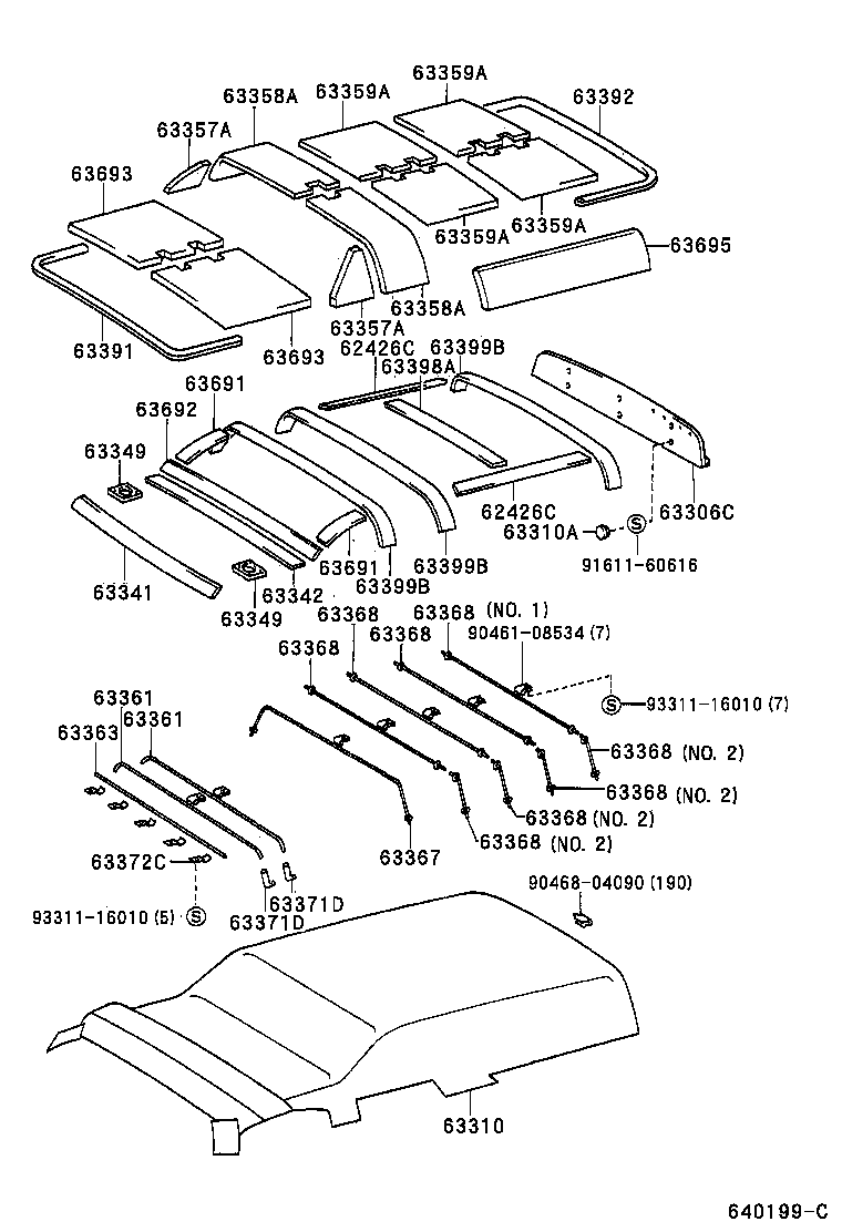 63367-65020 SUPPORT, ROOF HEADLINING, NO.7 product image