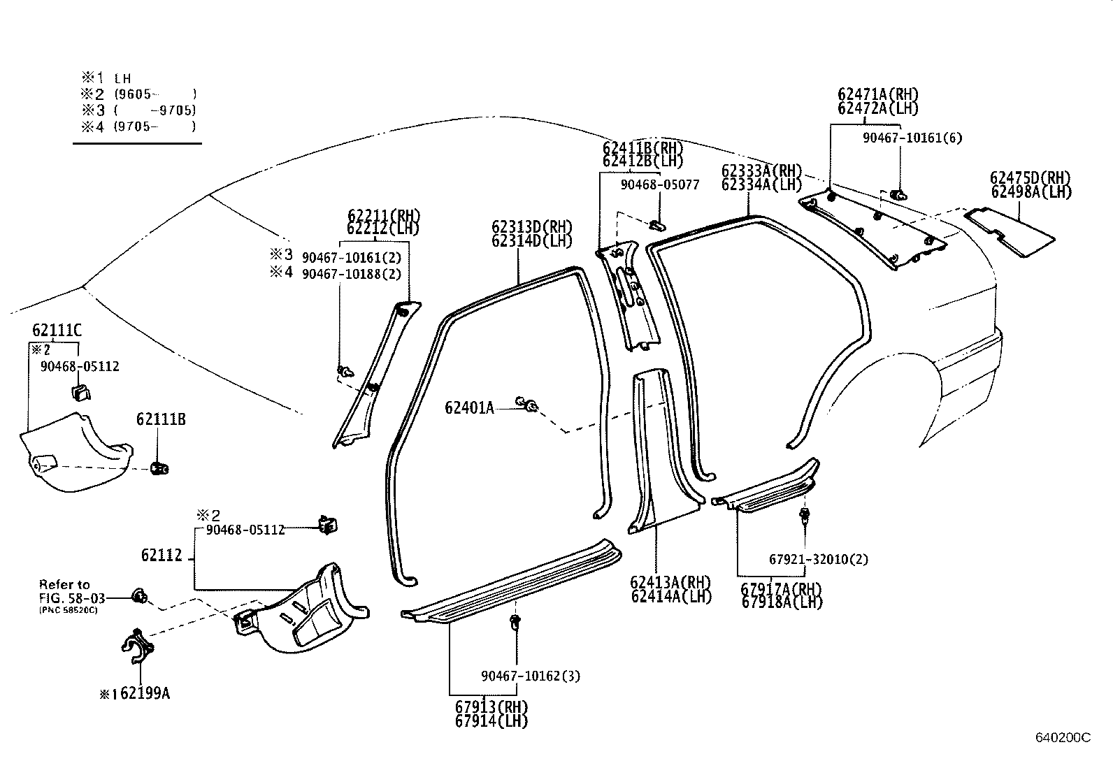 62333-12140-B2 TRIM, REAR DOOR OPENING, RH product image