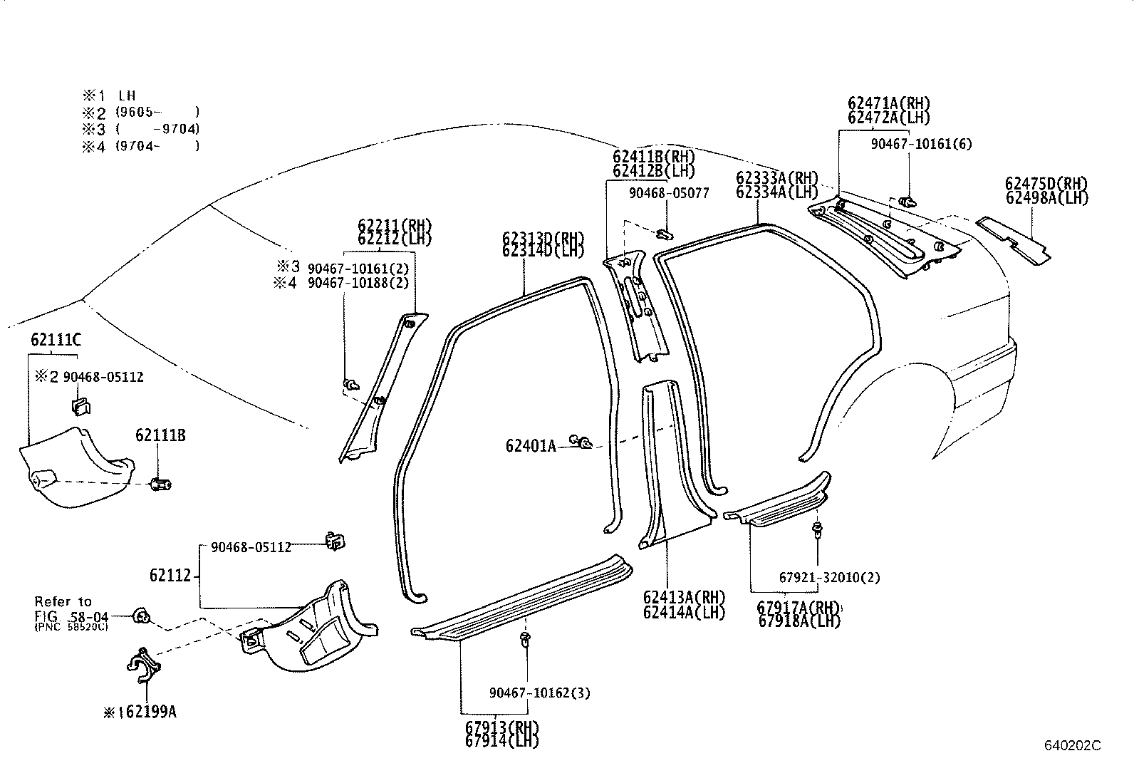 62475-12090 PAD, ROOF SIDE INNER GARNISH, RH product image