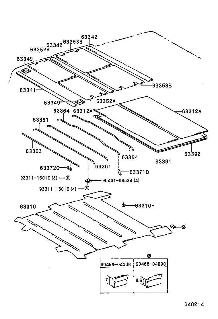 63361-65010 SUPPORT, ROOF HEADLINING, NO.1 product image