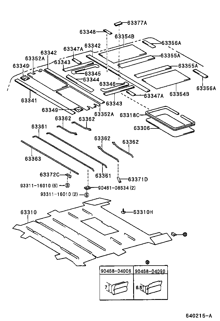 63361-65010 SUPPORT, ROOF HEADLINING, NO.1 product image