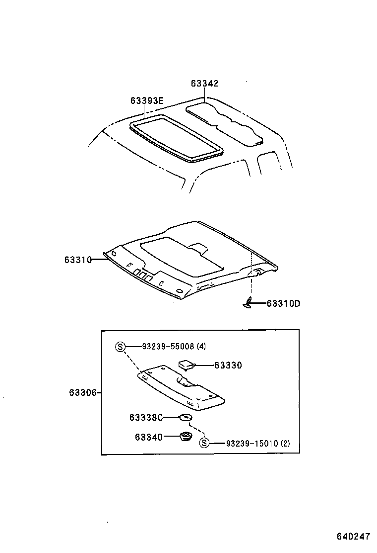63363-35010 SUPPORT, ROOF HEADLINING, NO.3 product image