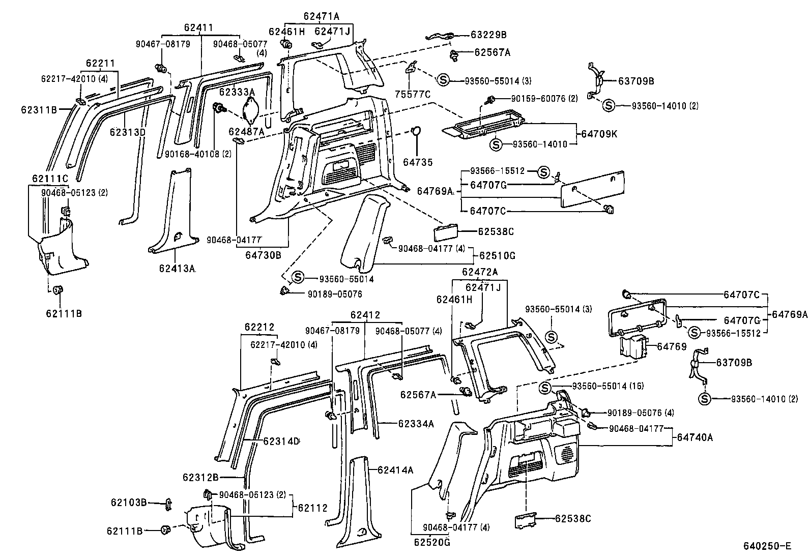 62217-42010 CLIP (FOR ROOF SIDE GARNISH) product image