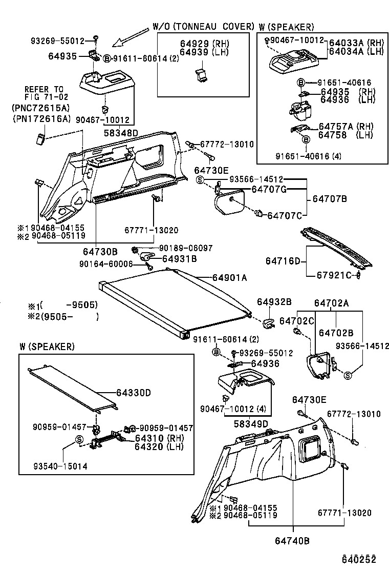 64302-13010 BRACKET, PACKAGE TRAY TRIM, LH product image