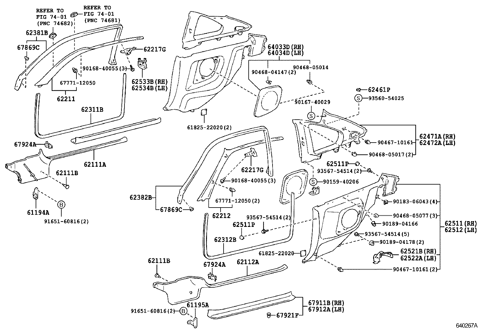 Toyota 62520-1B151-C0 BOARD, QUARTER INSIDE TRIM, LH