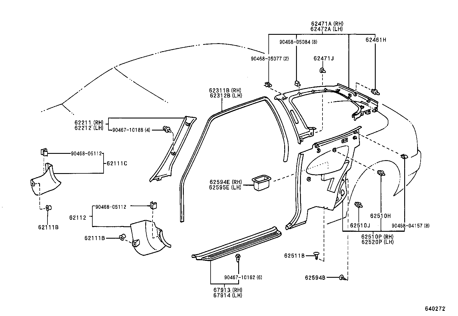 90467-05152 CLIP(FOR COWL SIDE TRIM) product image