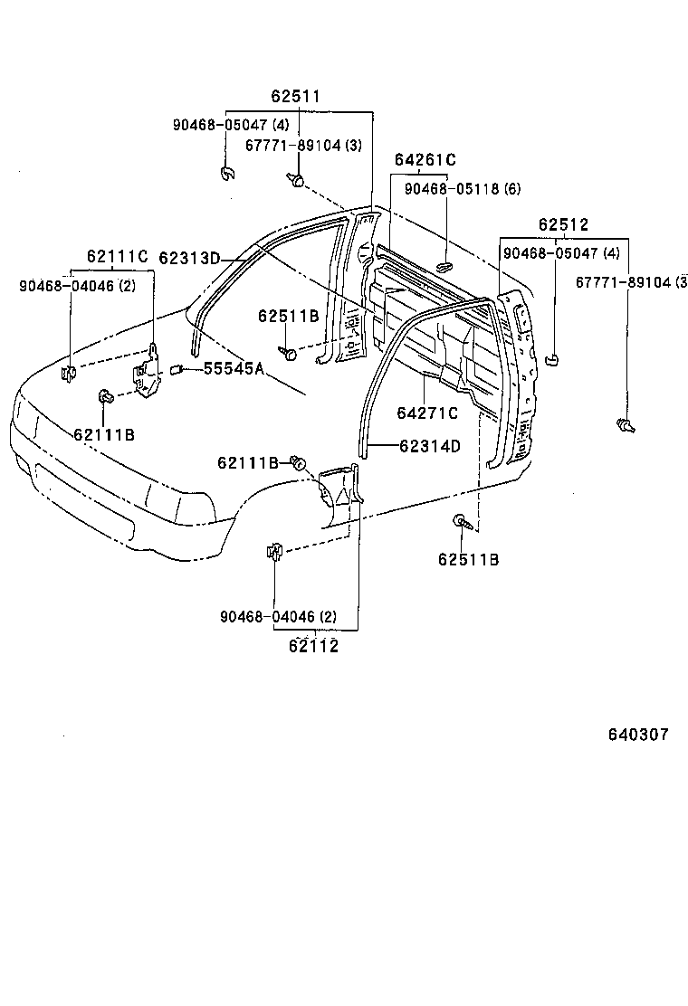 62333-89105 TRIM, REAR DOOR OPENING, RH product image