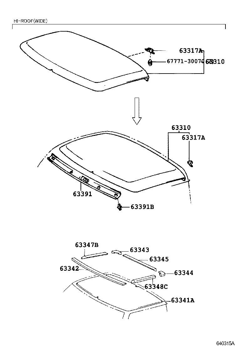 63385-95400 RETAINER, ROOF HEADLINING TRIM SIDE, RH product image