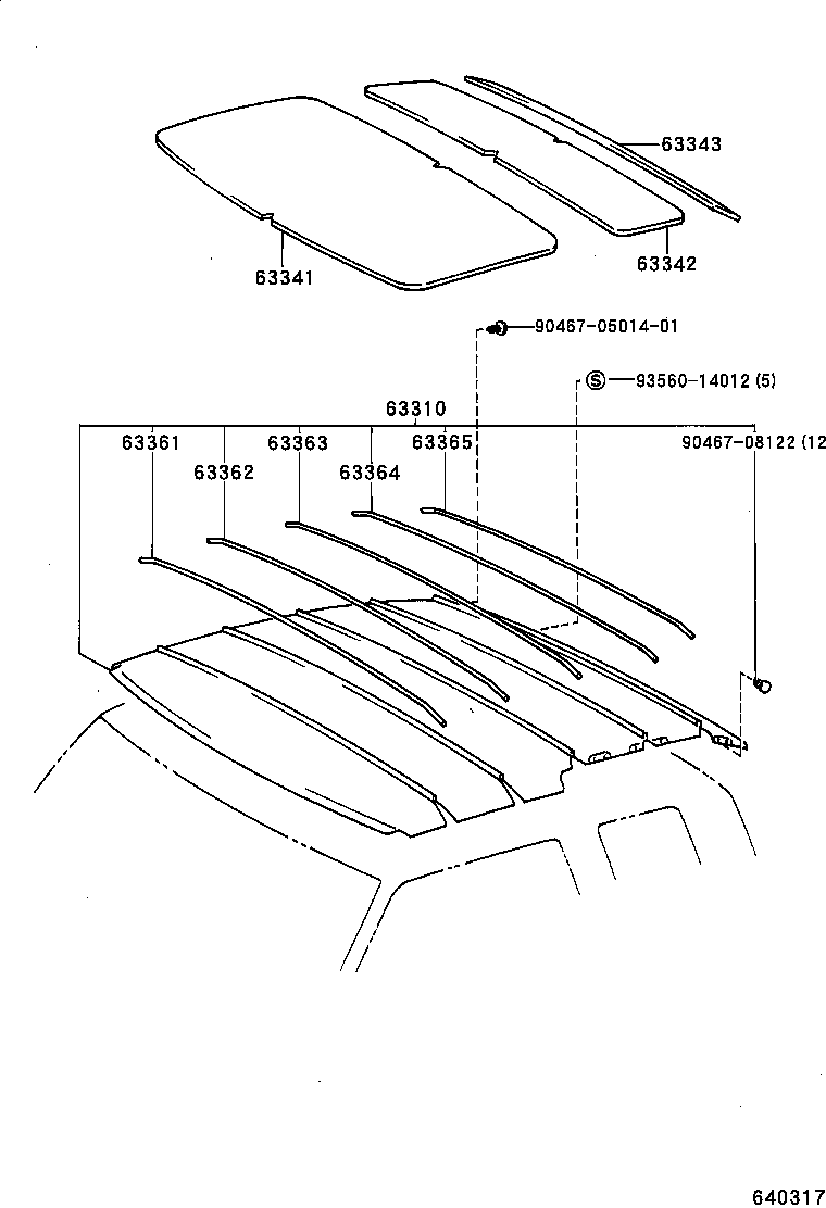 63361-34070 SUPPORT, ROOF HEADLINING, NO.5 product image