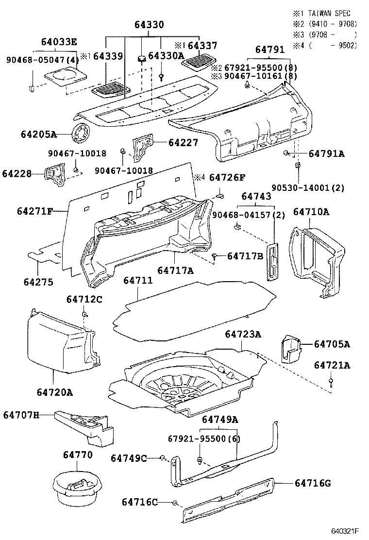 Toyota 64330-50120-B0 PANEL ASSY, PACKAGE TRAY TRIM