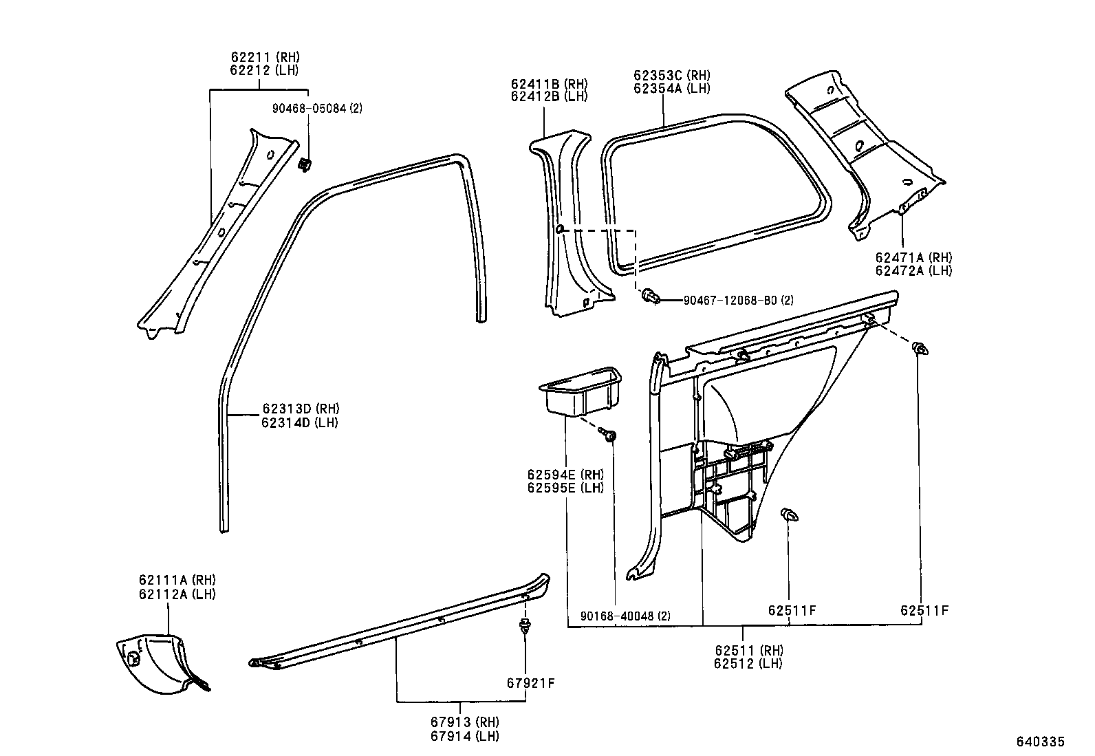 62333-10040-B0 TRIM, REAR DOOR OPENING, RH product image