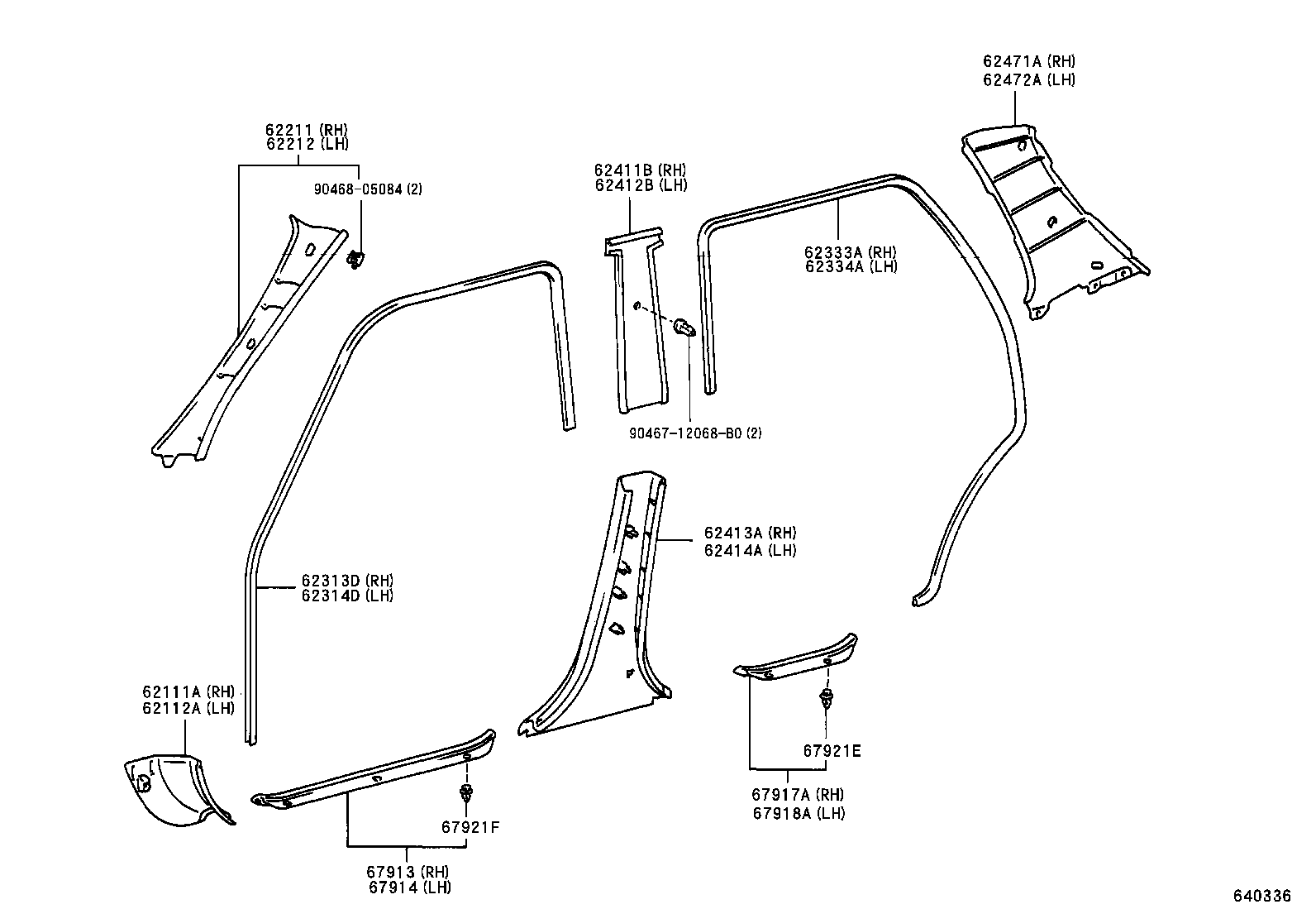 62472-10190-B0 GARNISH, ROOF SIDE, INNER LH product image