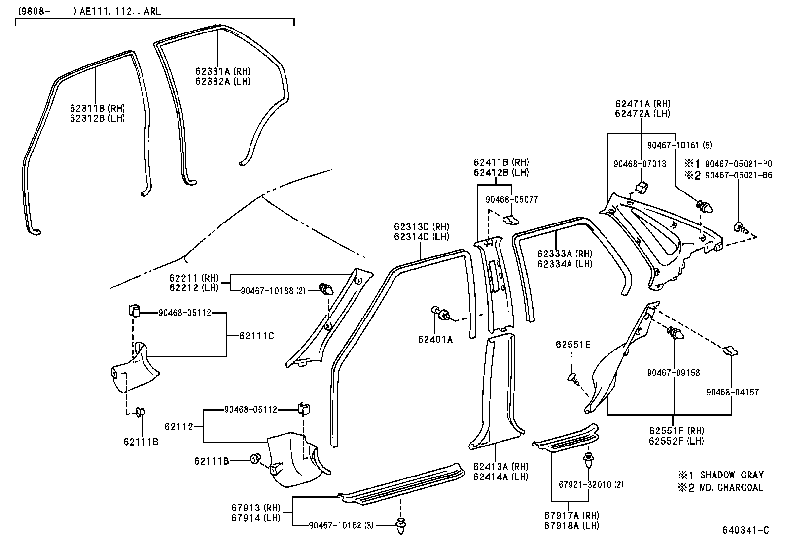62472-12750-B0 GARNISH, ROOF SIDE, INNER LH product image