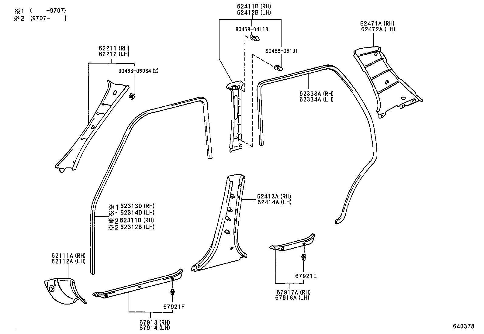 62333-10040-B0 TRIM, REAR DOOR OPENING, RH product image
