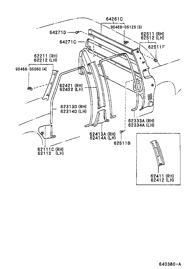 62511-35110-B0 BOARD, QUARTER INSIDE TRIM, RH product image
