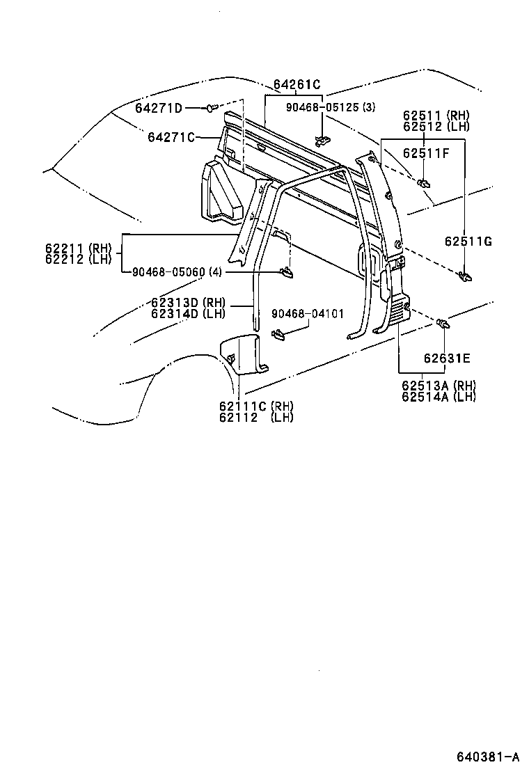 62333-04010-B0 TRIM, REAR DOOR OPENING, RH product image