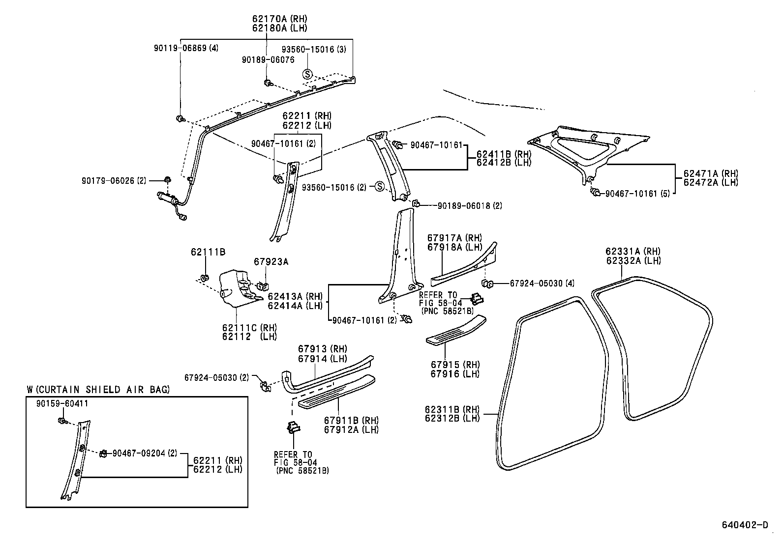 62170-05020 AIR BAG ASSY, CURTAIN SHIELD, RH product image