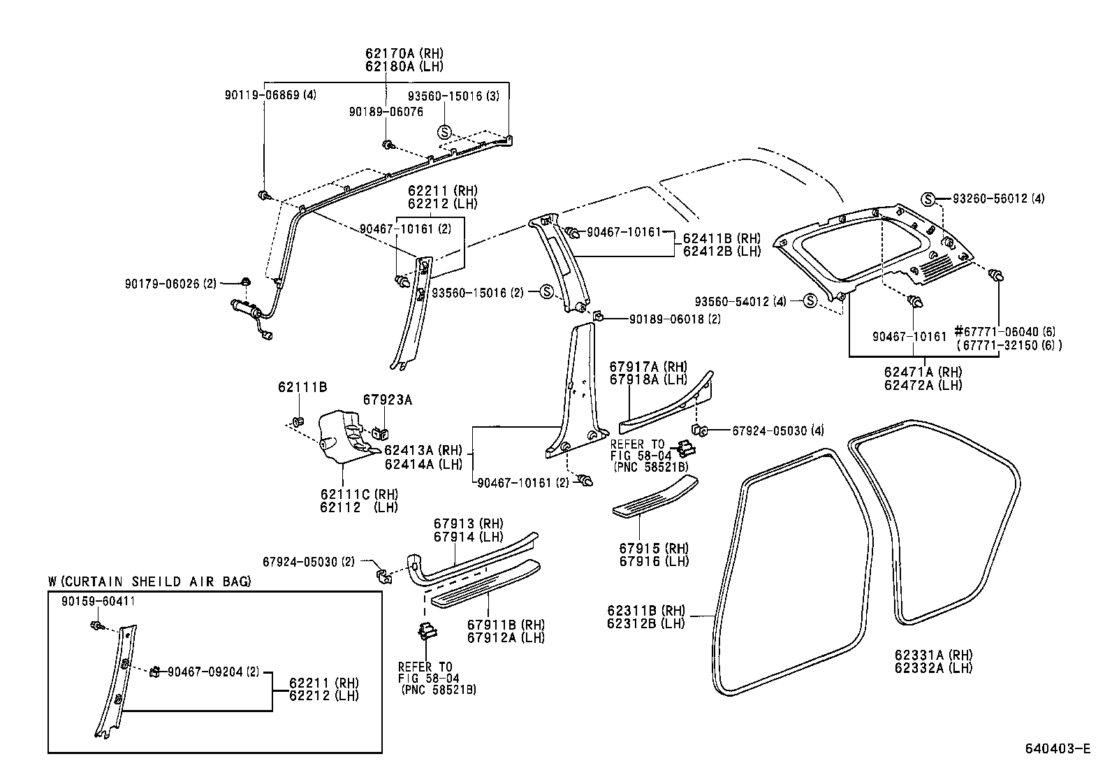 62170-05020 AIR BAG ASSY, CURTAIN SHIELD, RH product image