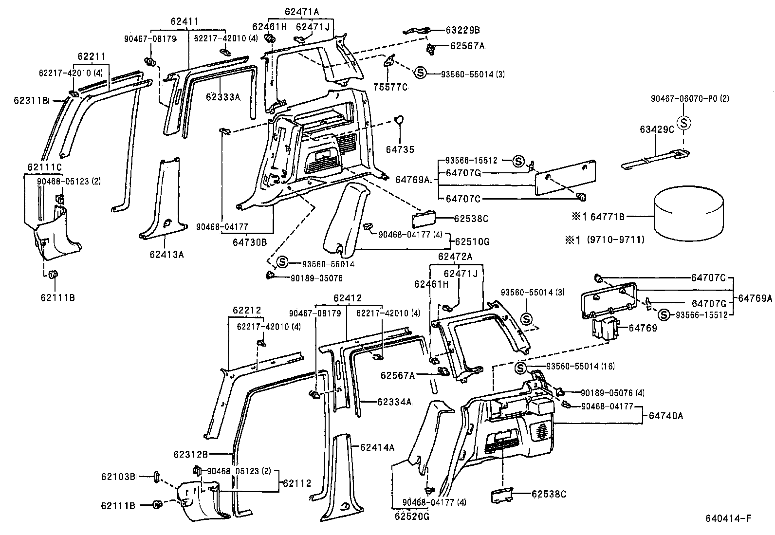 Toyota 62211-42040-B1 GARNISH, FRONT PILLAR, RH