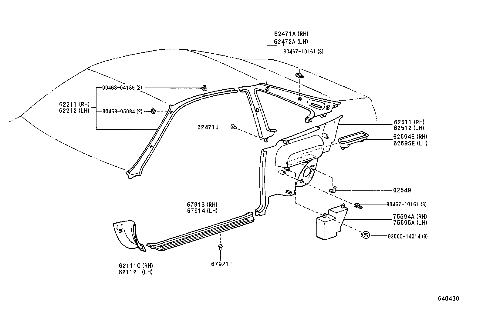 62210-16030-B0 GARNISH, FRONT PILLAR, RH product image
