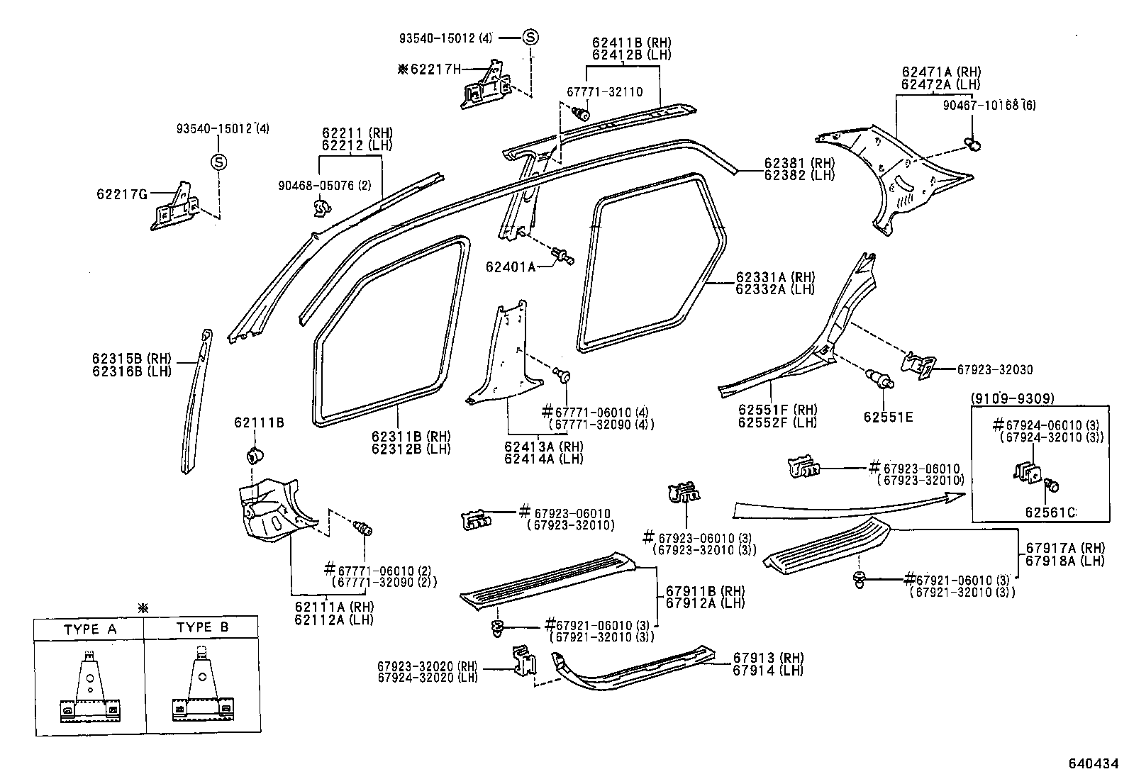 62331-06010 WEATHERSTRIP, REAR DOOR OPENING TRIM, RH product image