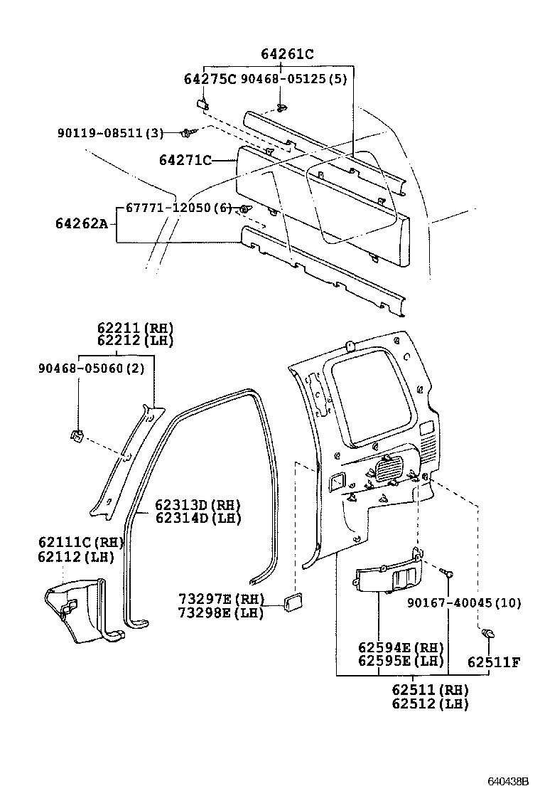 62511-35110-B0 BOARD, QUARTER INSIDE TRIM, RH product image