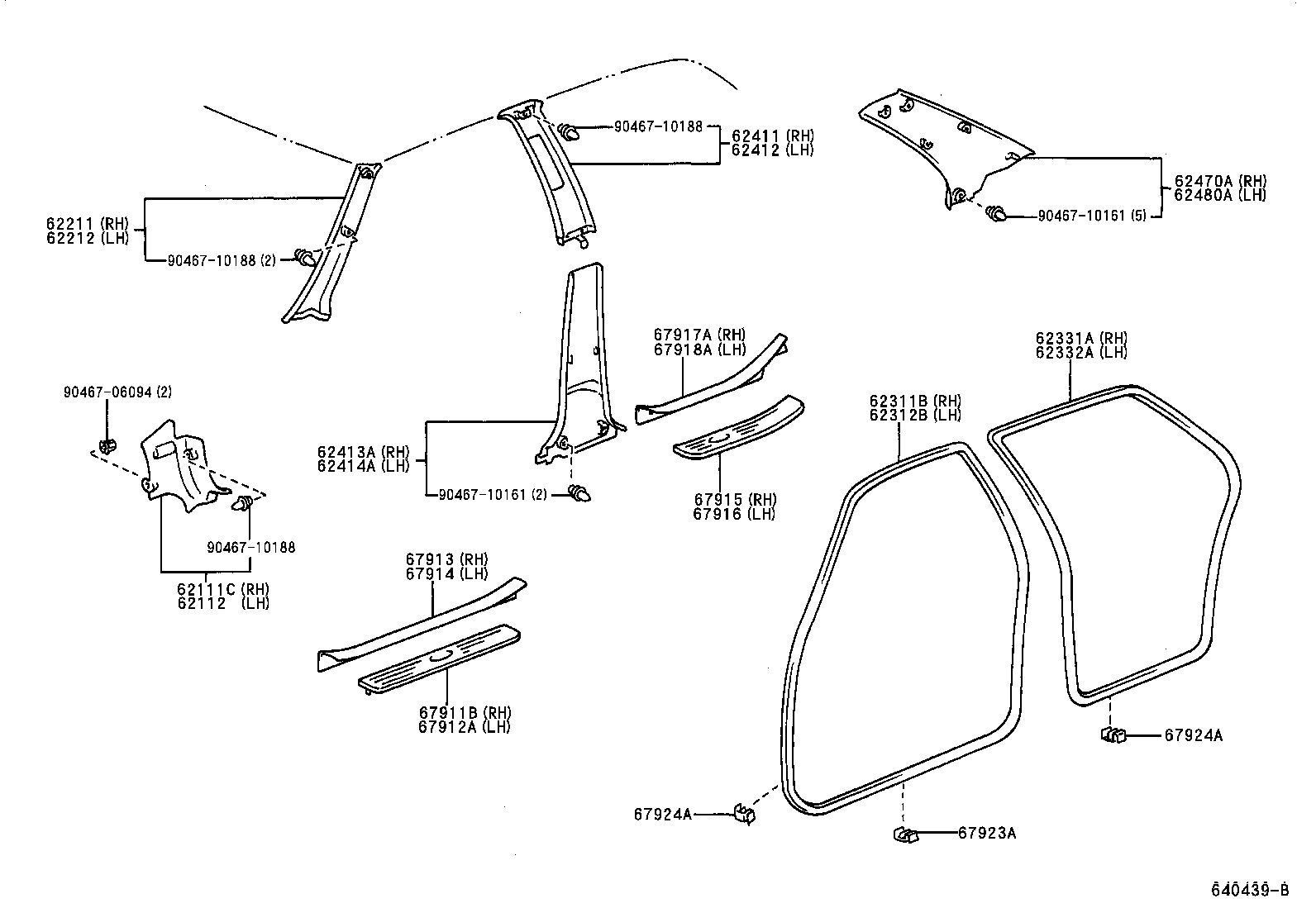 62331-47010-B0 WEATHERSTRIP, REAR DOOR OPENING TRIM, RH product image