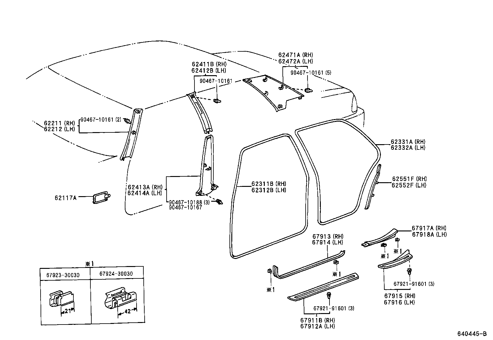 62381-30150 WEATHERSTRIP, ROOF SIDE RAIL, RH product image