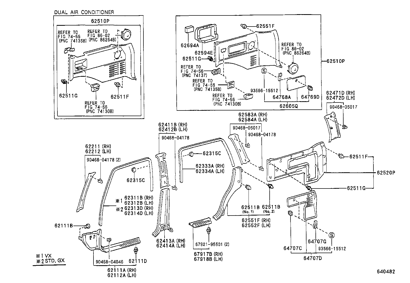 62471-60010 GARNISH, REAR PILLAR, UPPER RH product image