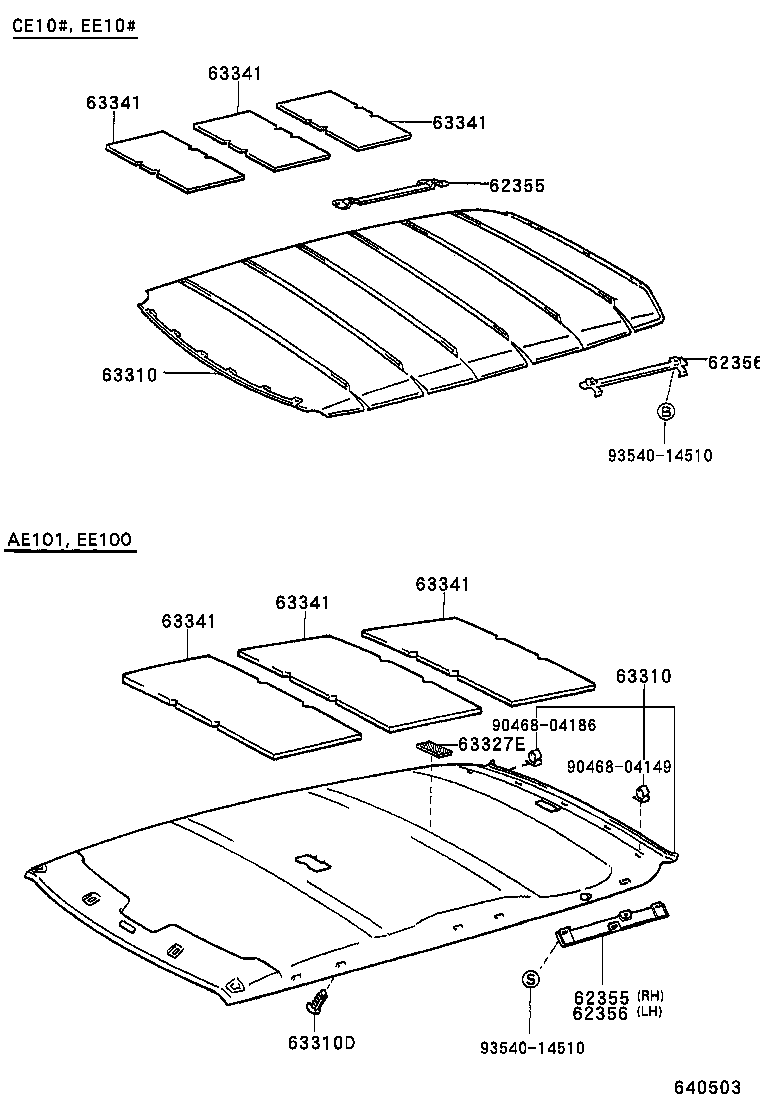 63341-12150 PAD, ROOF SILENCER, FRONT product image