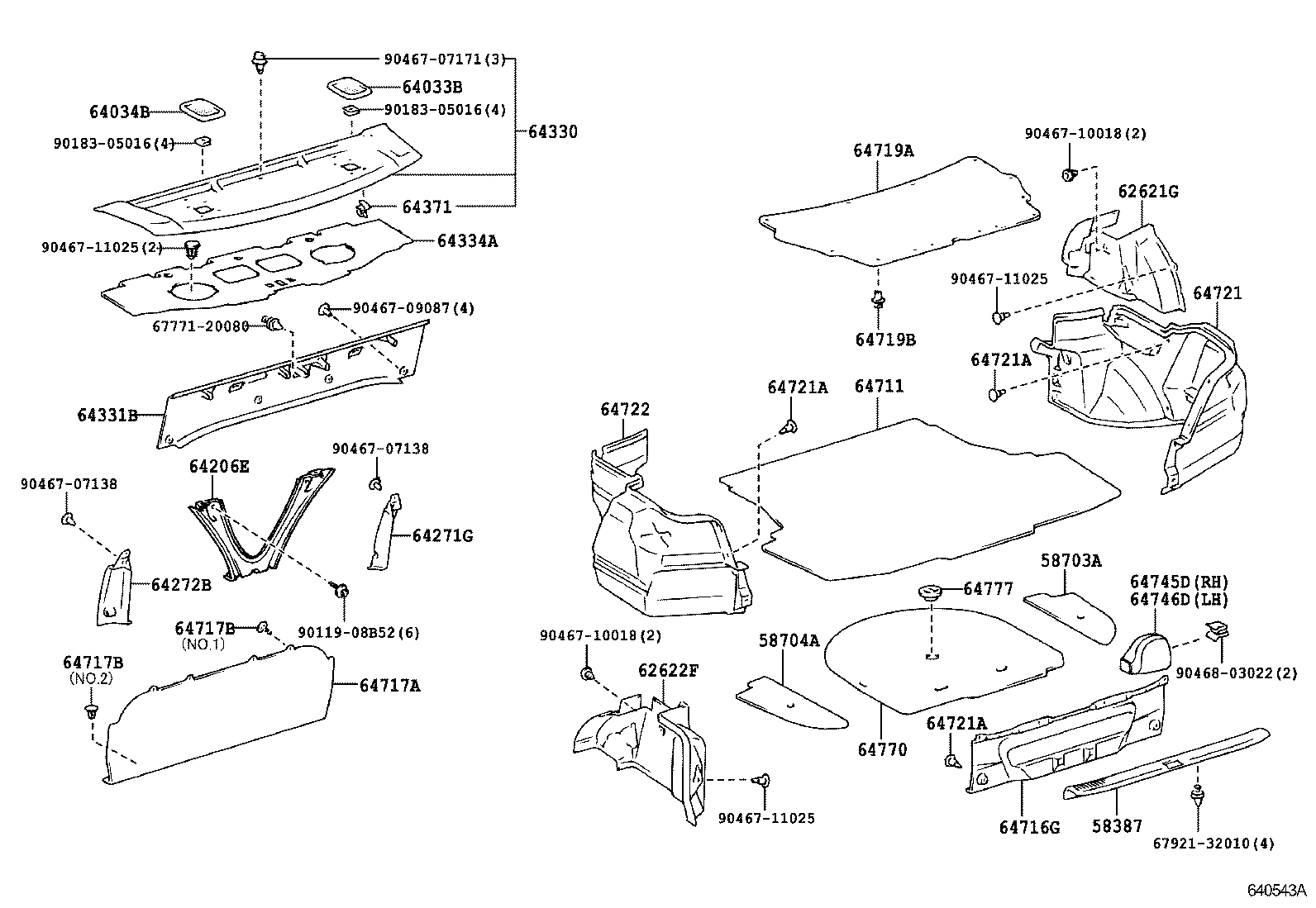 58704-20170 COVER SUB-ASSY, LUGGAGE COMPARTMENT SIDE, LH product image