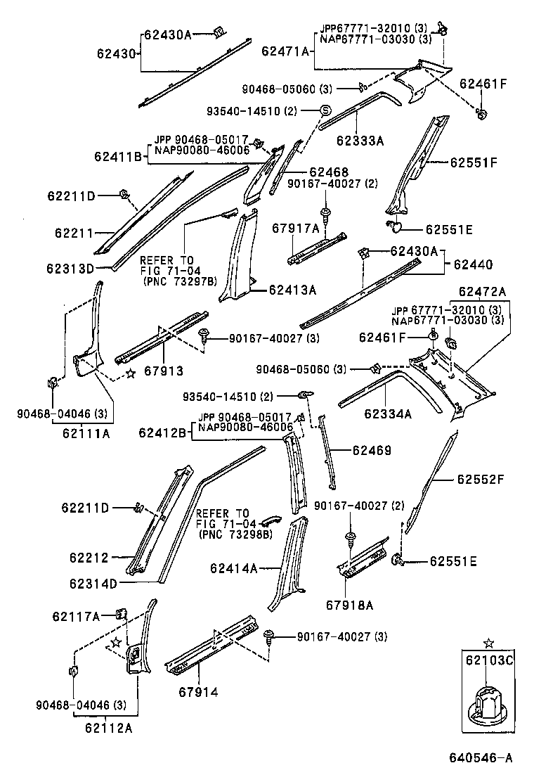 Toyota 62211-02020-B0 GARNISH, FRONT PILLAR, RH