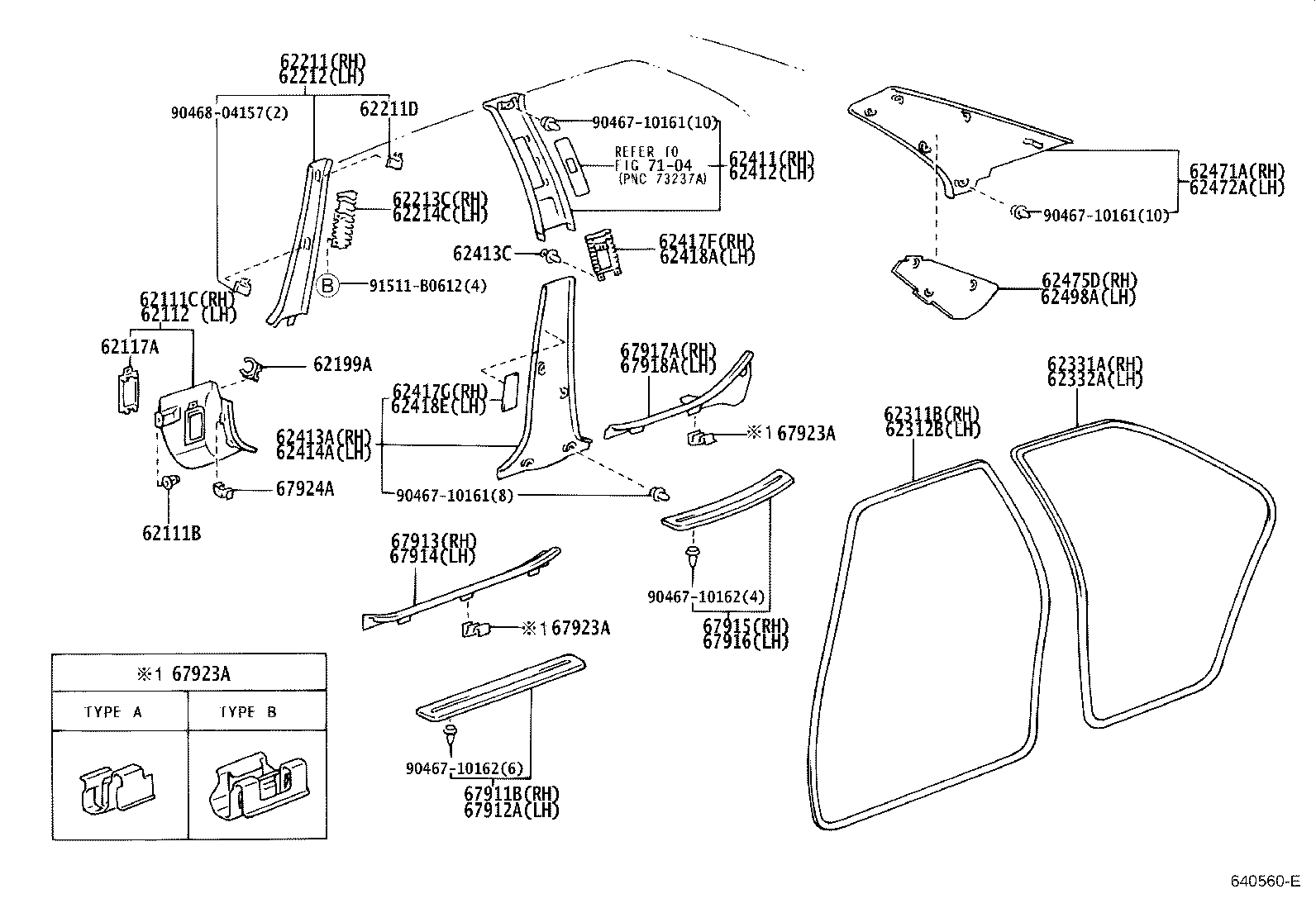62475-53010 PAD, ROOF SIDE INNER GARNISH, RH product image