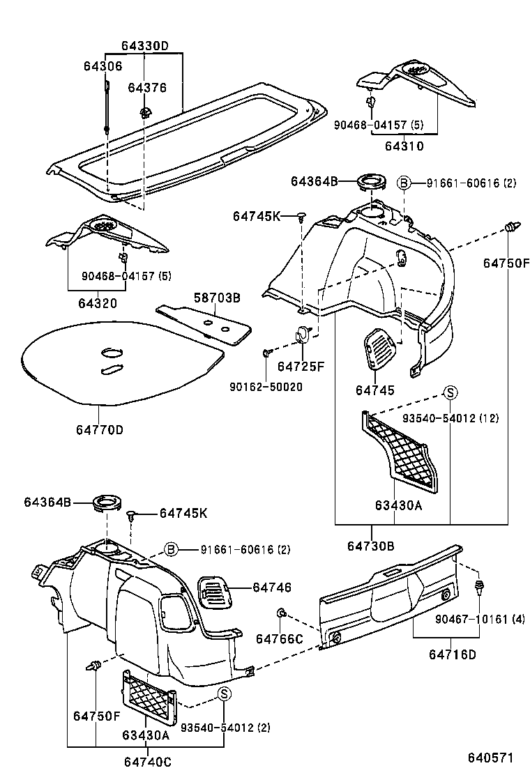 58703-02010 COVER SUB-ASSY, LUGGAGE COMPARTMENT SIDE, RH product image