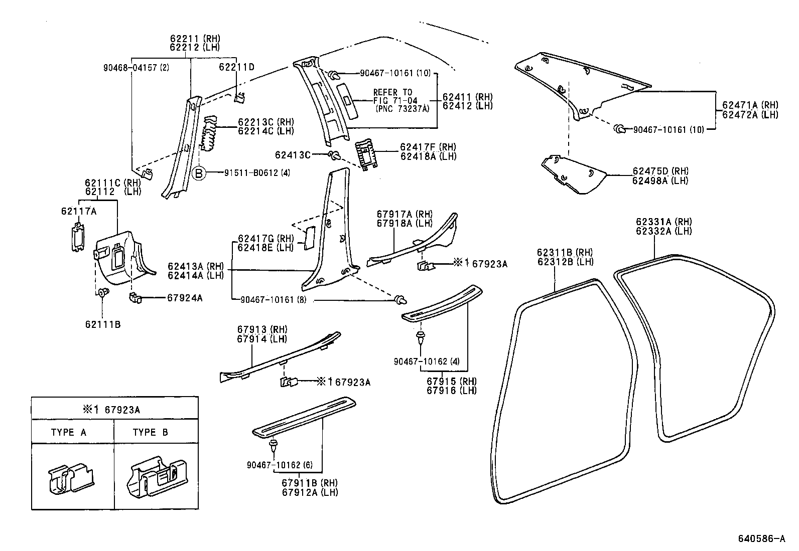 Toyota 62211-53031-B0 GARNISH, FRONT PILLAR, RH