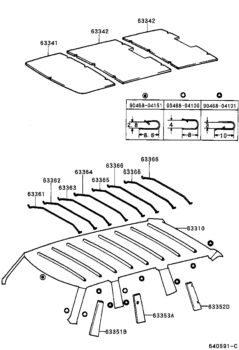 63361-0B080 SUPPORT, ROOF HEADLINING, NO.1 product image