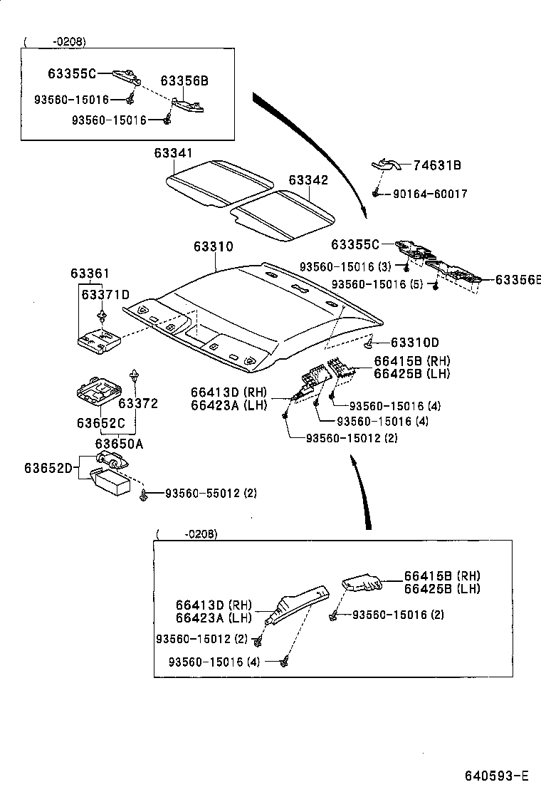 Toyota 63310-0C340-B0 HEADLINING ASSY, ROOF
